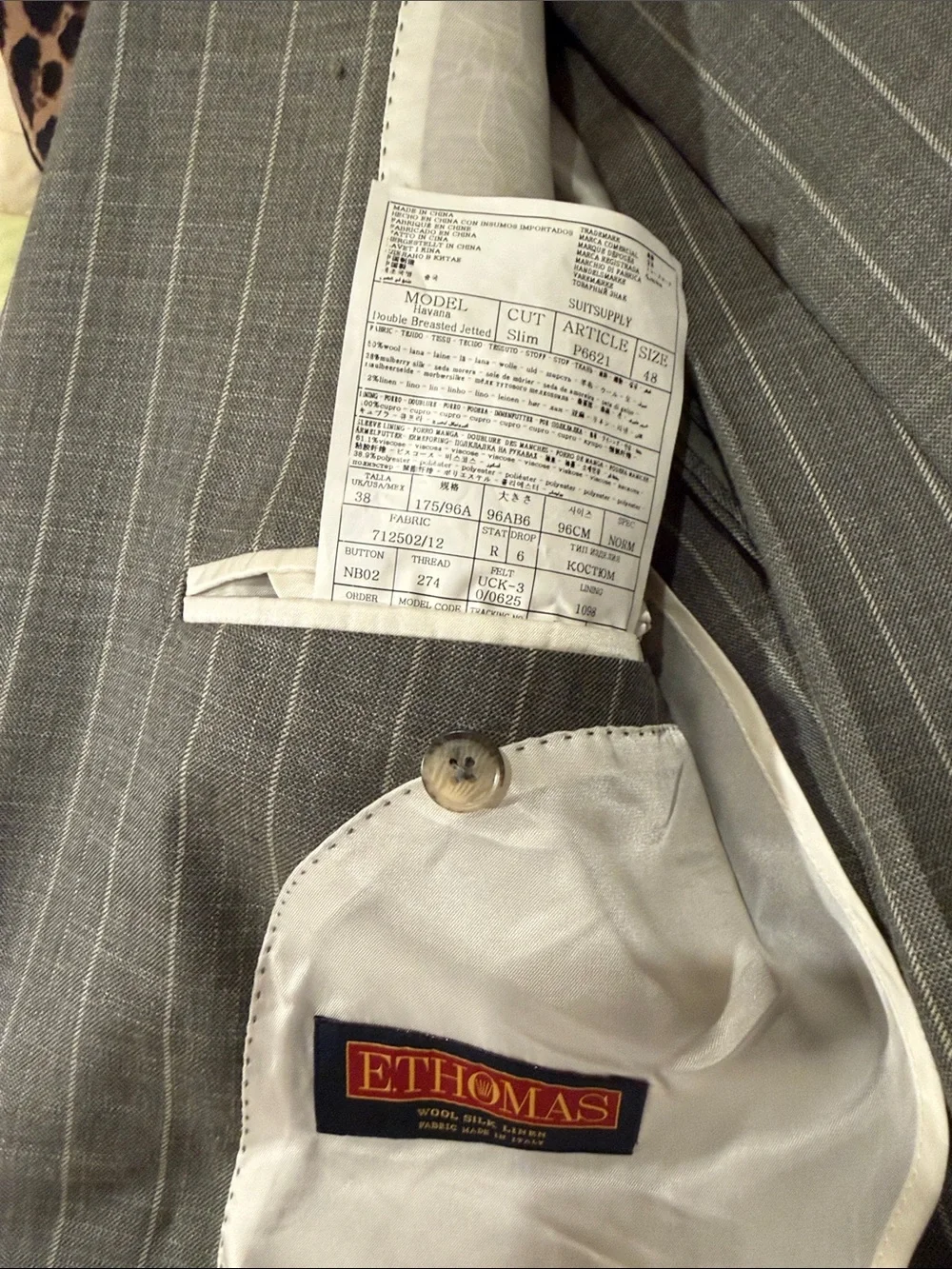 Suitsupply Double-Breasted Medium Green/Gray & White WSL Pinstripe Suit